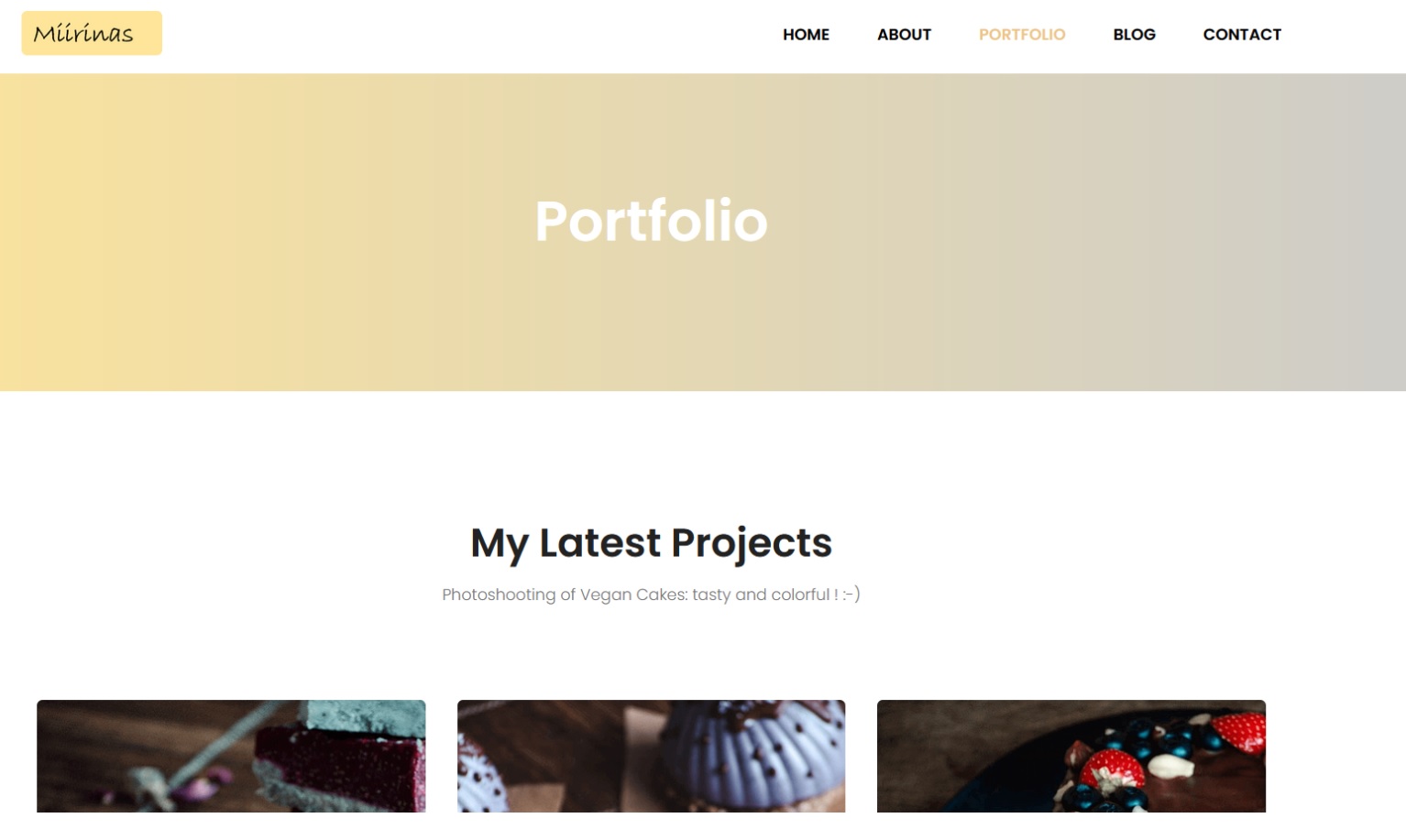 Page Portfolio du site d'une photographe